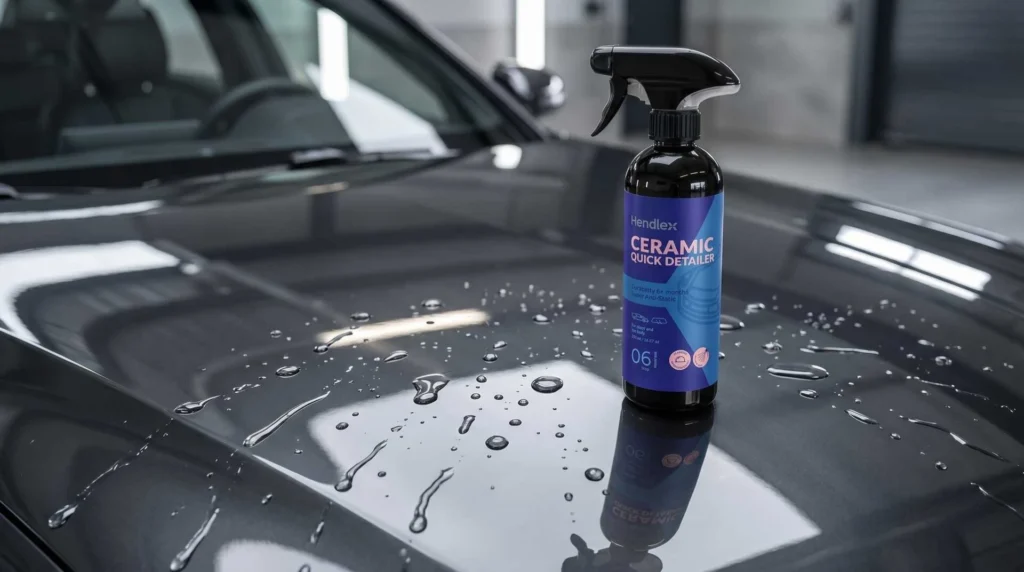 ceramic quick detailer Hendlex ant automobilio paviršiaus su vandens lašais